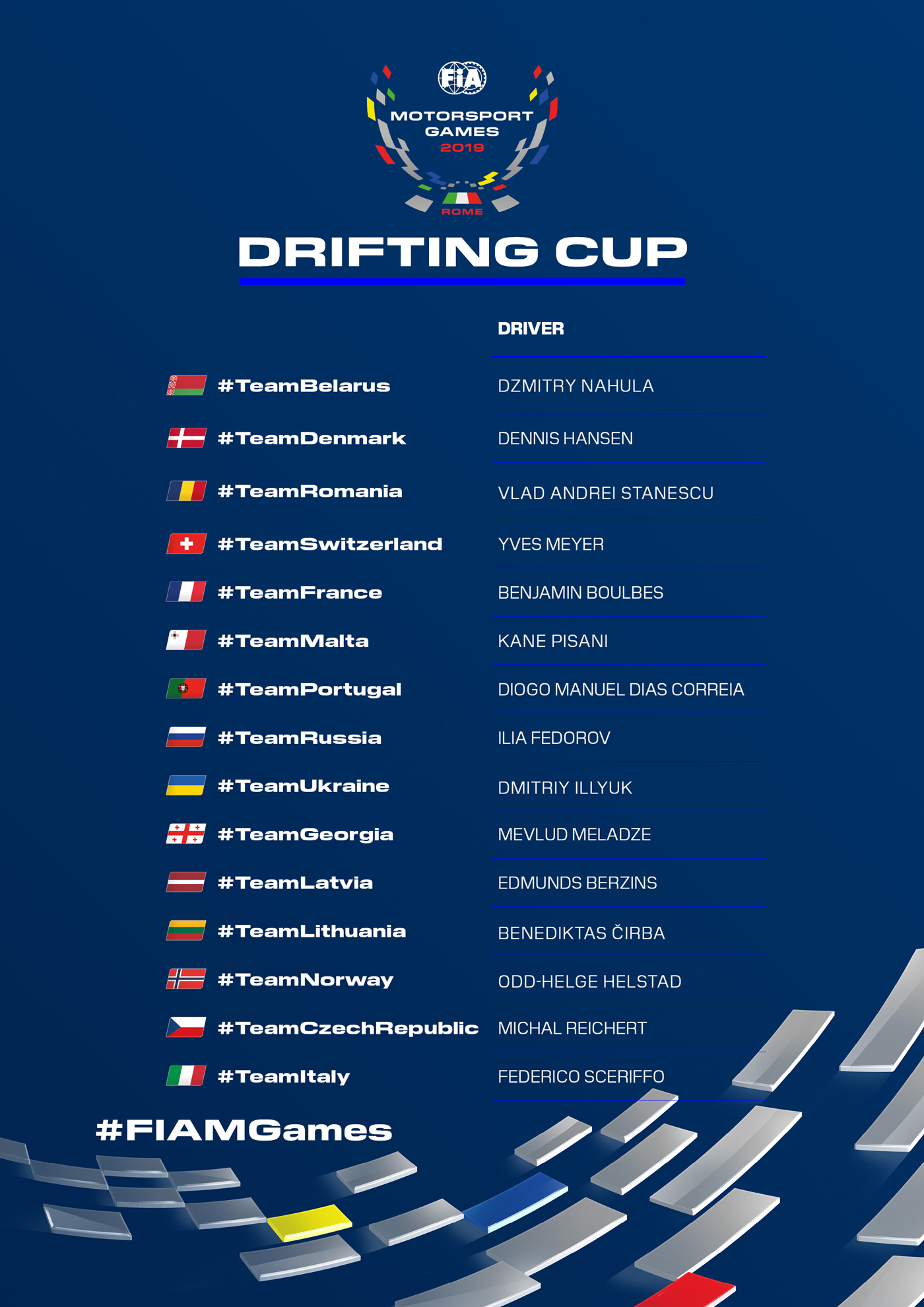 Fia drifting cup entry listt with teams and drivers