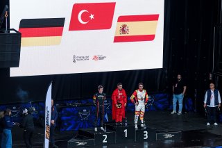 Podium (l-r) #4 - Germany – Finn Wiebelhaus - Mercedes-AMG GT3 EVO,  #53 - Turkiye - Ayhancan Guven - Porsche 911 GT3 R,  #12 - Spain - Daniel Juncadella  Pérez-Sala - Mercedes-AMG GT3 EVO
 | SRO / JEP